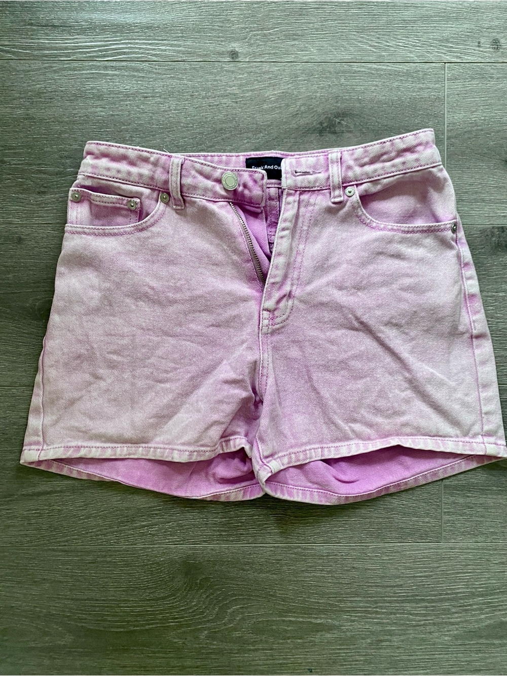 Frank & Oak Pastel Pink Denim Shorts
